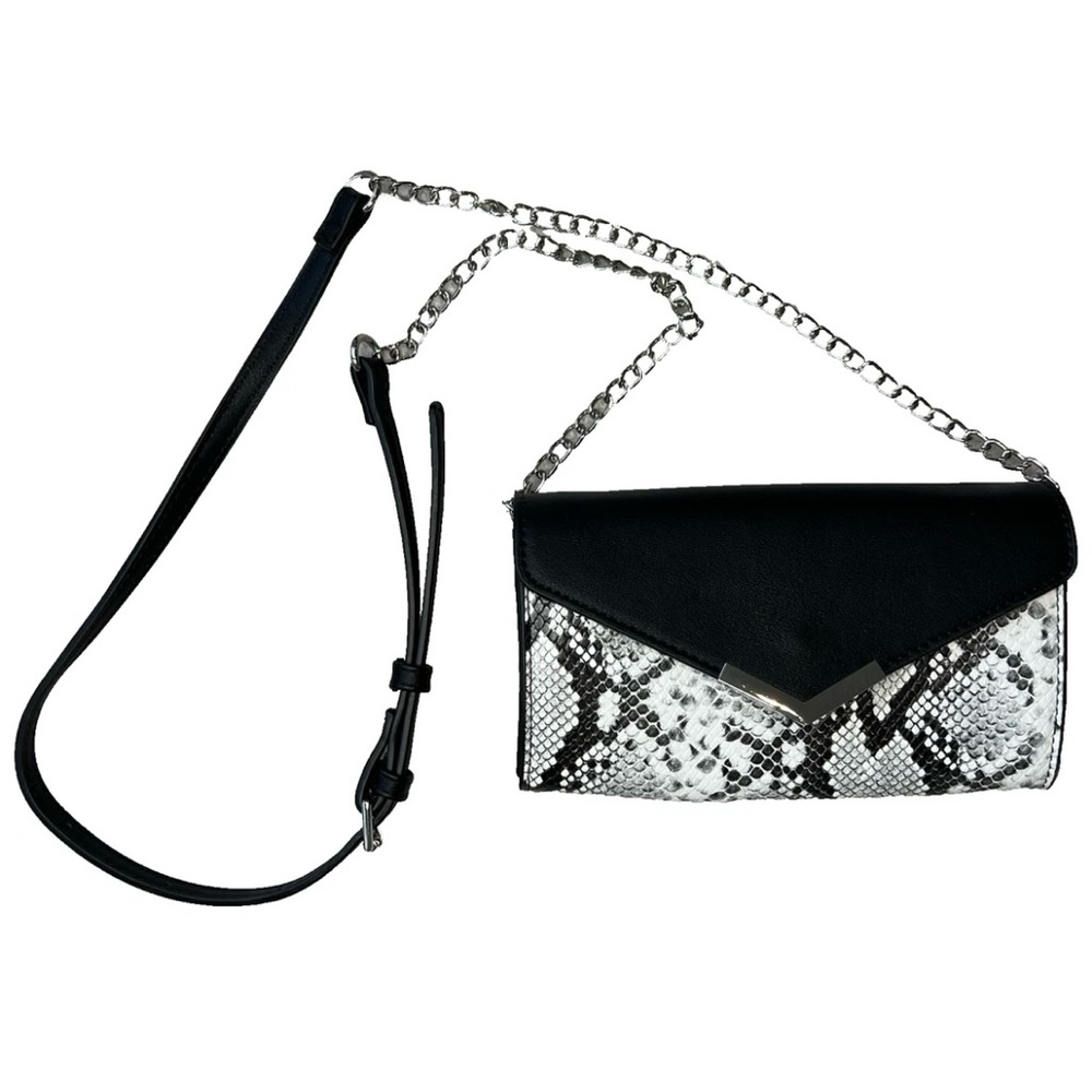 Snakeskin Reptile Animal Print Crossbody Small Clutch Purse Classic Neutral Chic